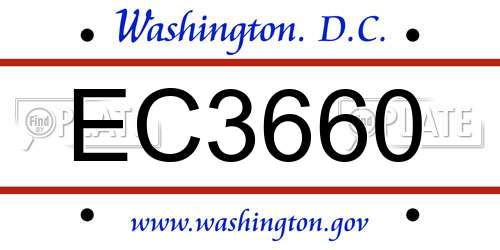 EC3660 District Of Columbia License Plate