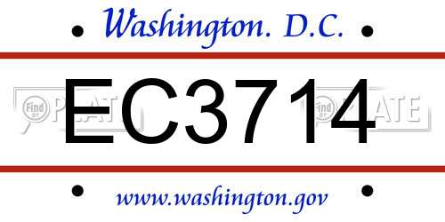 EC3714 District Of Columbia License Plate