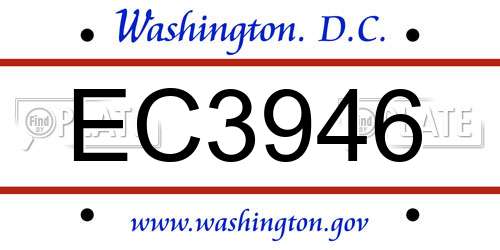 EC3946 District Of Columbia License Plate