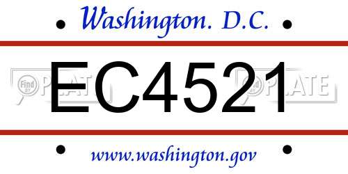 EC4521 District Of Columbia License Plate