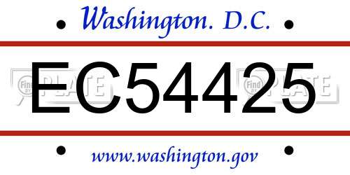 EC54425 District Of Columbia License Plate