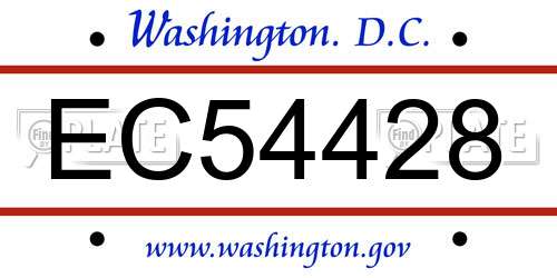 EC54428 District Of Columbia License Plate