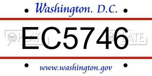 EC5746 District Of Columbia License Plate