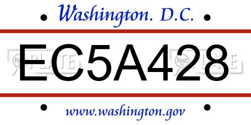 EC5A428 District Of Columbia License Plate