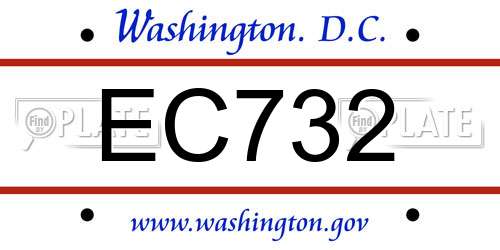 EC732 District Of Columbia License Plate