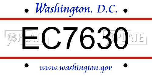 EC7630 District Of Columbia License Plate