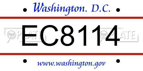 EC8114 District Of Columbia License Plate
