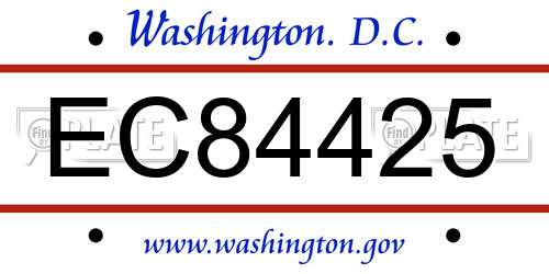 EC84425 District Of Columbia License Plate