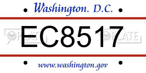 EC8517 District Of Columbia License Plate