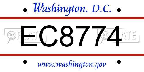 EC8774 District Of Columbia License Plate