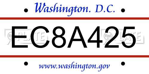 EC8A425 District Of Columbia License Plate