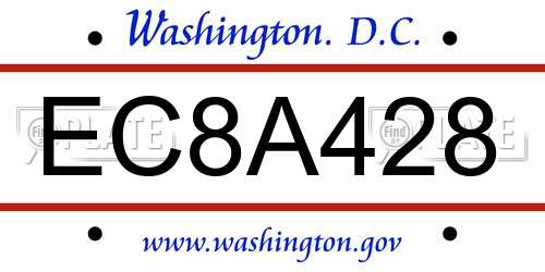 EC8A428 District Of Columbia License Plate