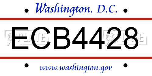 ECB4428 District Of Columbia License Plate