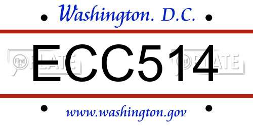 ECC514 District Of Columbia License Plate