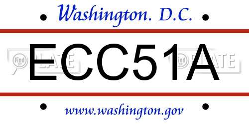 ECC51A District Of Columbia License Plate
