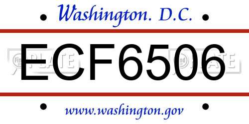 ECF6506 District Of Columbia License Plate