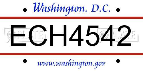 ECH4542 District Of Columbia License Plate