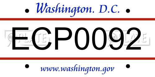 ECP0092 District Of Columbia License Plate