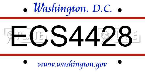 ECS4428 District Of Columbia License Plate
