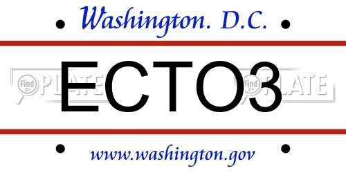 ECTO3 District Of Columbia License Plate