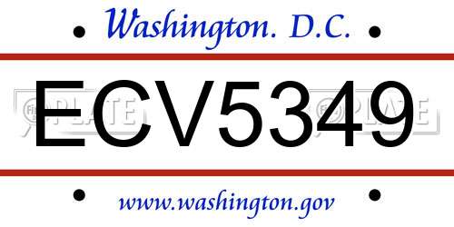 ECV5349 District Of Columbia License Plate