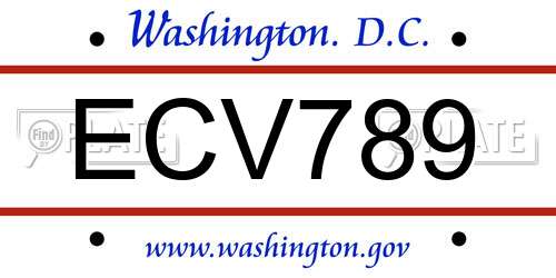ECV789 District Of Columbia License Plate