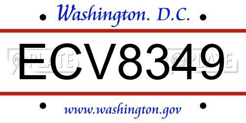 ECV8349 District Of Columbia License Plate
