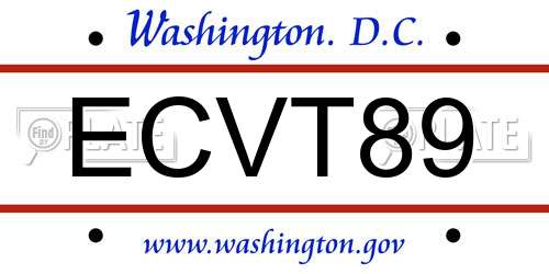 ECVT89 District Of Columbia License Plate