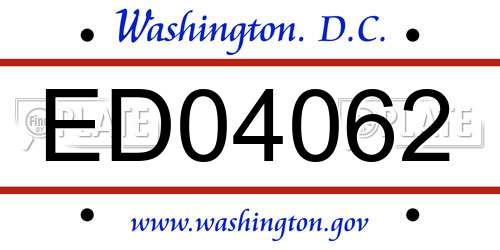 ED04062 District Of Columbia License Plate