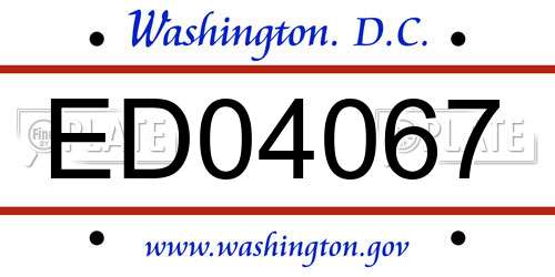 ED04067 District Of Columbia License Plate