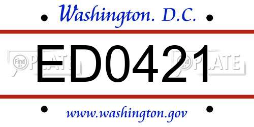 ED0421 District Of Columbia License Plate