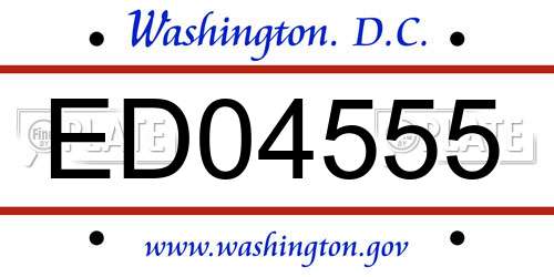 ED04555 District Of Columbia License Plate