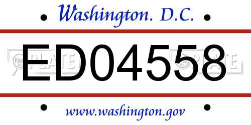 ED04558 District Of Columbia License Plate