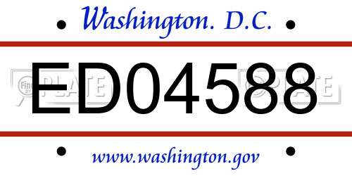 ED04588 District Of Columbia License Plate