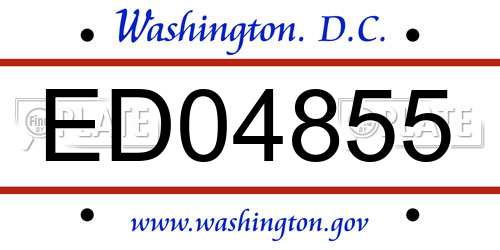 ED04855 District Of Columbia License Plate