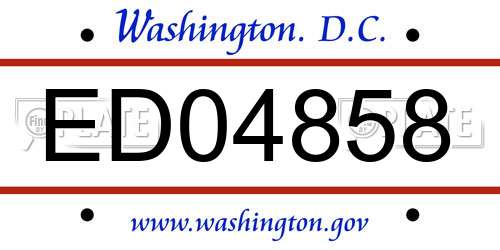 ED04858 District Of Columbia License Plate