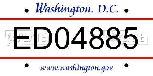 ED04885 District Of Columbia License Plate
