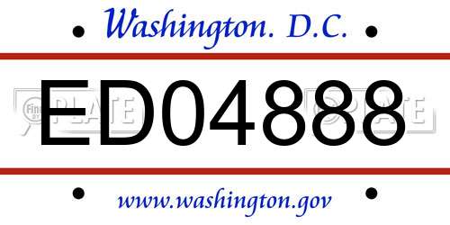 ED04888 District Of Columbia License Plate