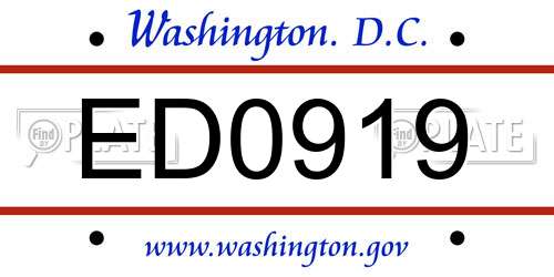 ED0919 District Of Columbia License Plate