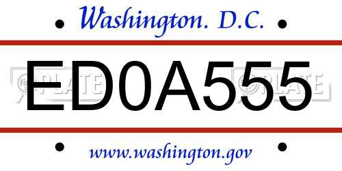 ED0A555 District Of Columbia License Plate