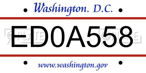 ED0A558 District Of Columbia License Plate