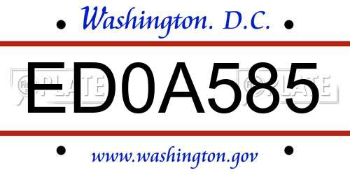 ED0A585 District Of Columbia License Plate
