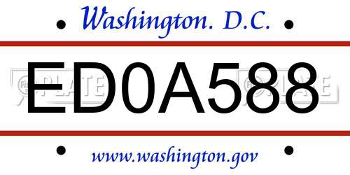 ED0A588 District Of Columbia License Plate