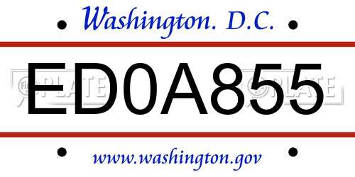 ED0A855 District Of Columbia License Plate