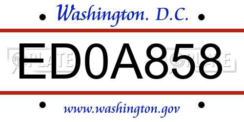 ED0A858 District Of Columbia License Plate