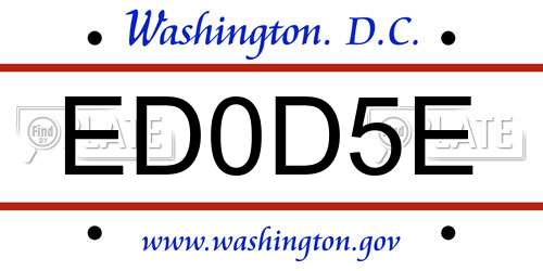ED0D5E District Of Columbia License Plate