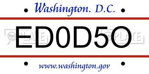 ED0D5O District Of Columbia License Plate