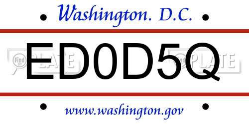 ED0D5Q District Of Columbia License Plate