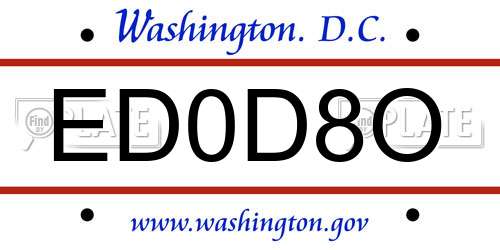 ED0D8O District Of Columbia License Plate