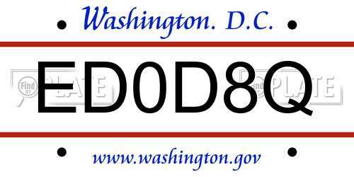 ED0D8Q District Of Columbia License Plate